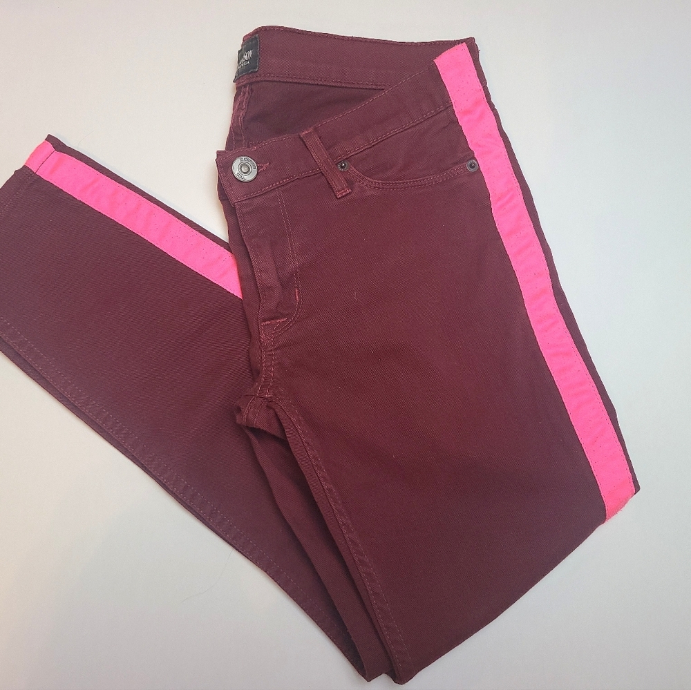 Hudson Maroon Pink Tuxedo stripe Pants